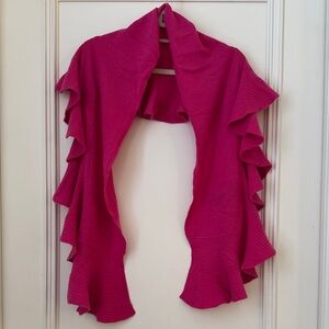 Elegant Pink Ruffled Cashmere Scarf